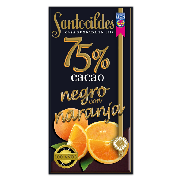 Chocolate Negro 75% Cacao con Naranja 200 grs