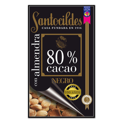 Chocolate Negro 80% Cacao con Almendras 200 grs