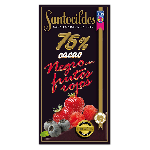 Chocolate Negro 75% Cacao con Frutos Rojos 150 grs